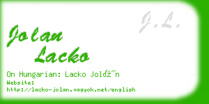 jolan lacko business card